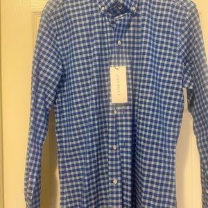 NEW WITH TAGS: Blue Checkered Slim Fit Button-Down Shirt